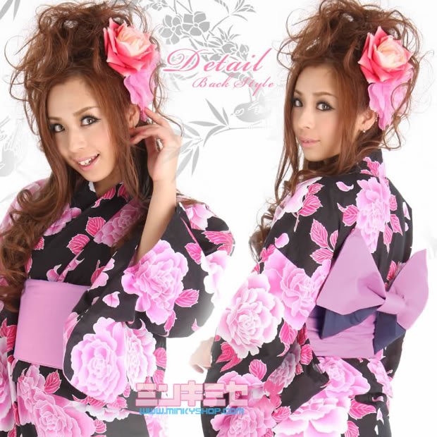 Shibuya Gyaru Pink Rose Yukata Set